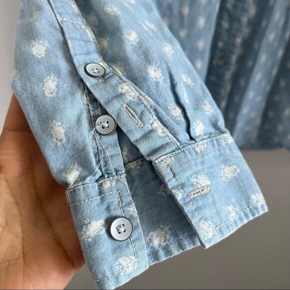 Madewell Denim Chambray Button Front Collar Shirt Southwestern Casual Small - Picture 3 of 6